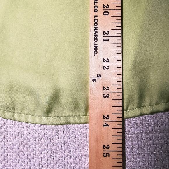 Allison Taylor Green Silky Top with Pleated Floral Statement Neckline Size Small - Picture 6 of 8